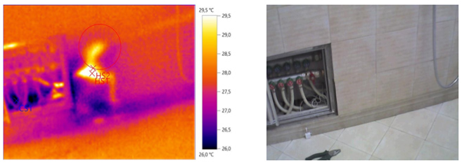 Утечка на магистрали ГВС в стене